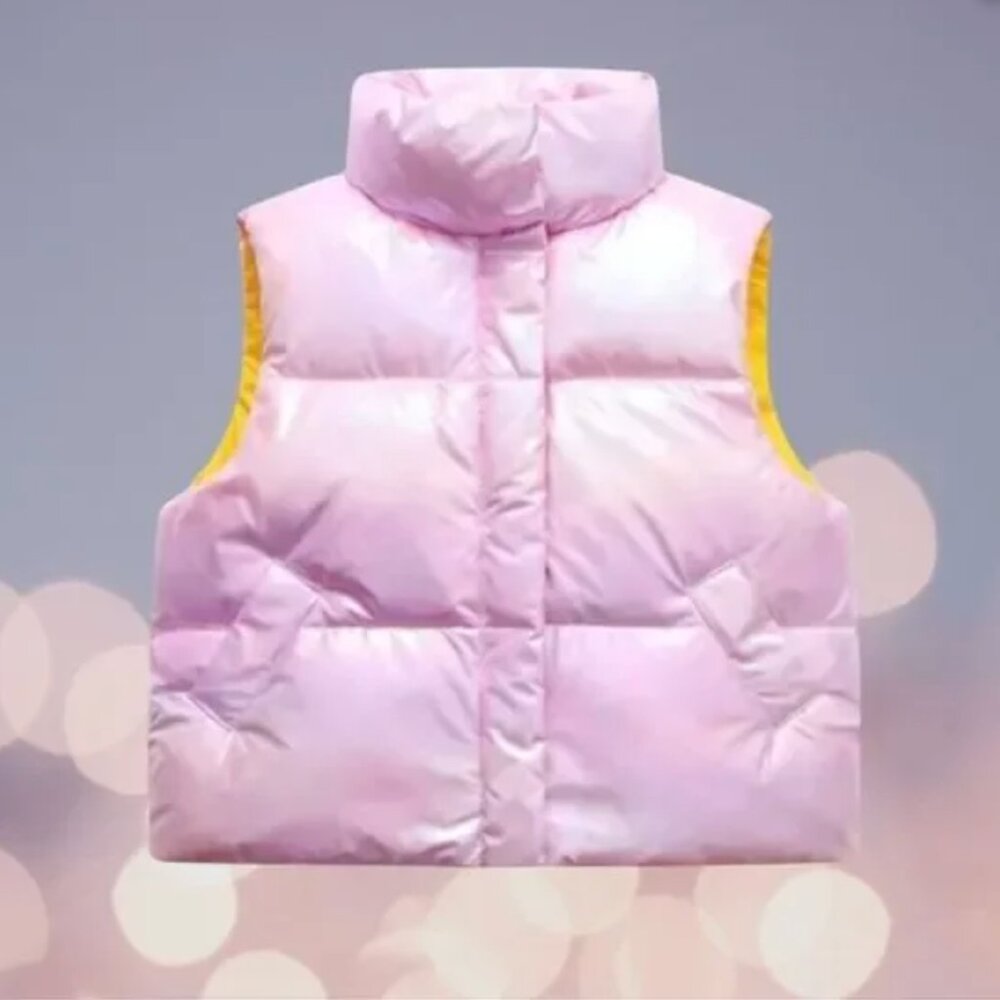 NWT, Girls Metallic Pink Puffer Vest